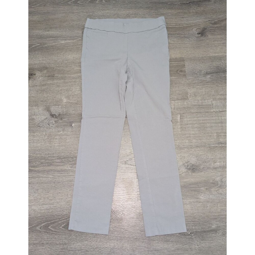 Briggs New York Gray Pull On Dress Pants Pockets Straight Leg Stretchy Office 10